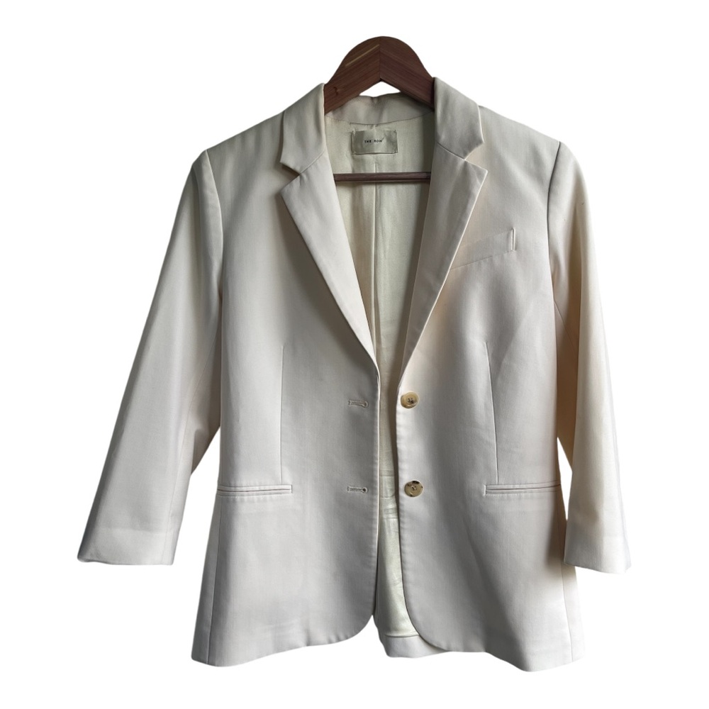 The Row Wool Blend Single Breasted Ivory Blazer